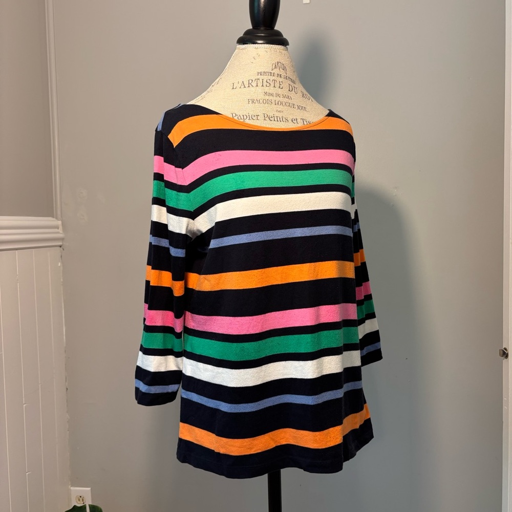 Chaps Classics Petite Multicolor Striped 3/4 Sleeve Sweater XL petite